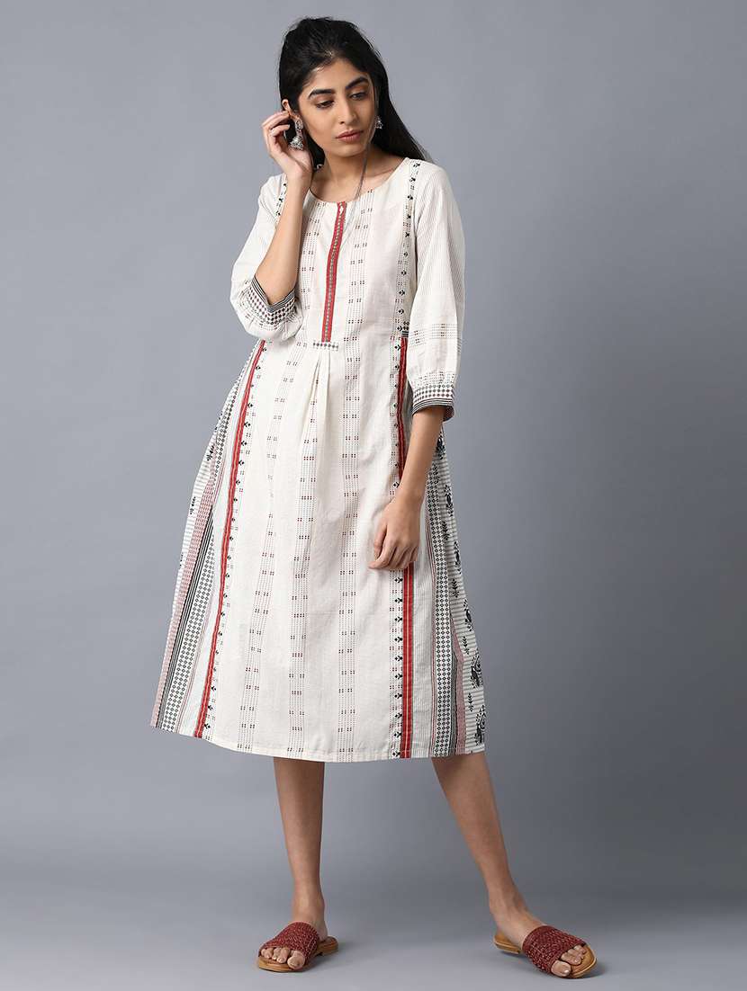 printed flared ethnic dress