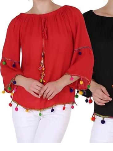 red khadicotton top - 17824738 - Standard Image - 1