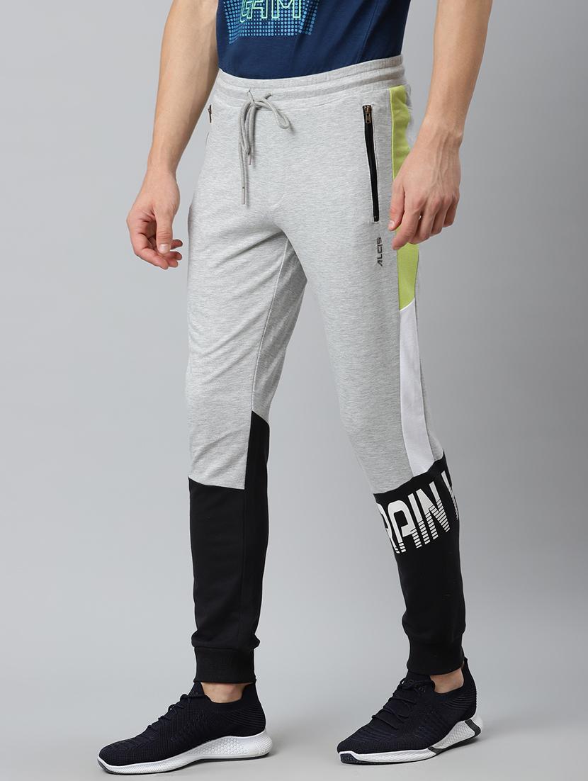 grey color block printed jogger - 17825396 -  Standard Image - 1