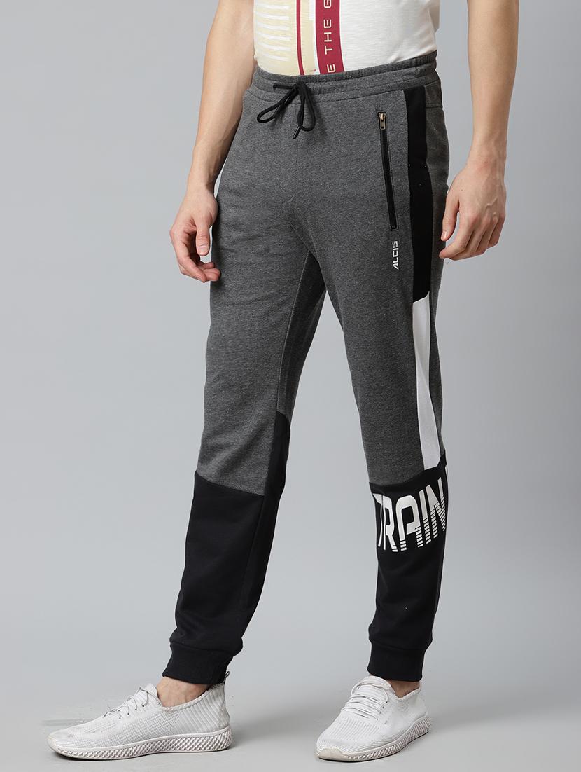 grey color block printed jogger - 17825397 - Standard Image - 1