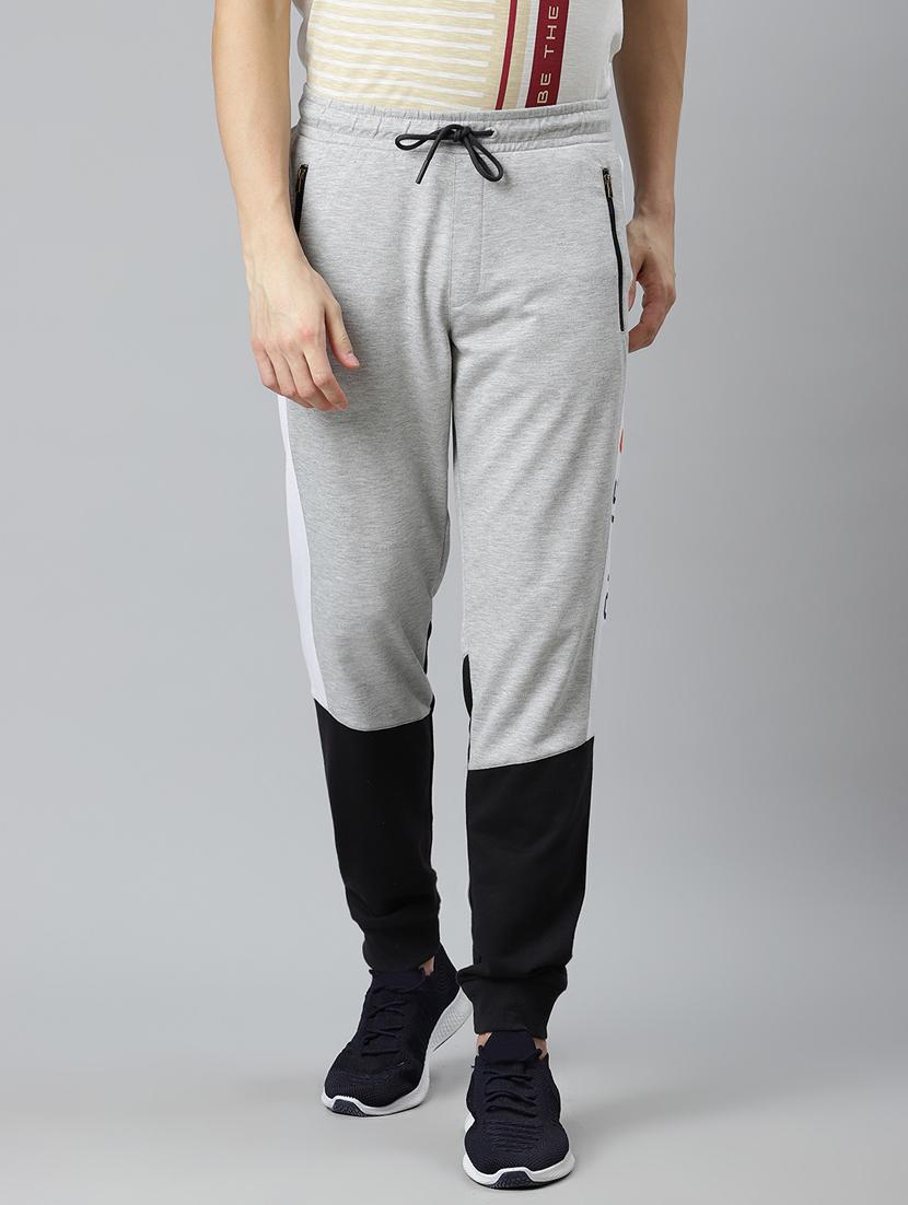 grey color block printed jogger