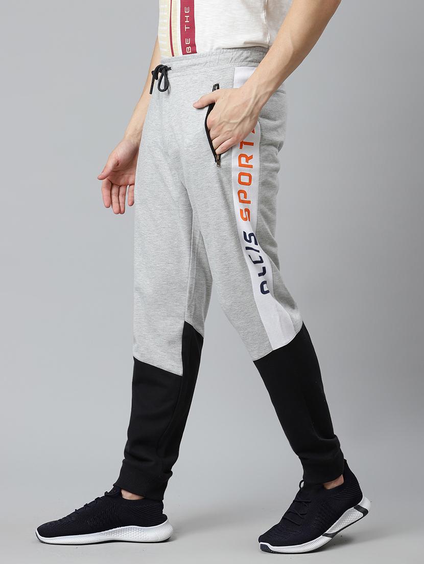 grey color block printed jogger - 17825399 -  Standard Image - 1