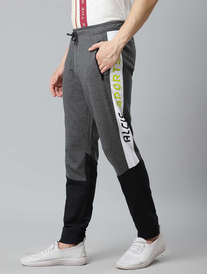 charcoal grey color block printed jogger - 17825400 -  Standard Image - 1