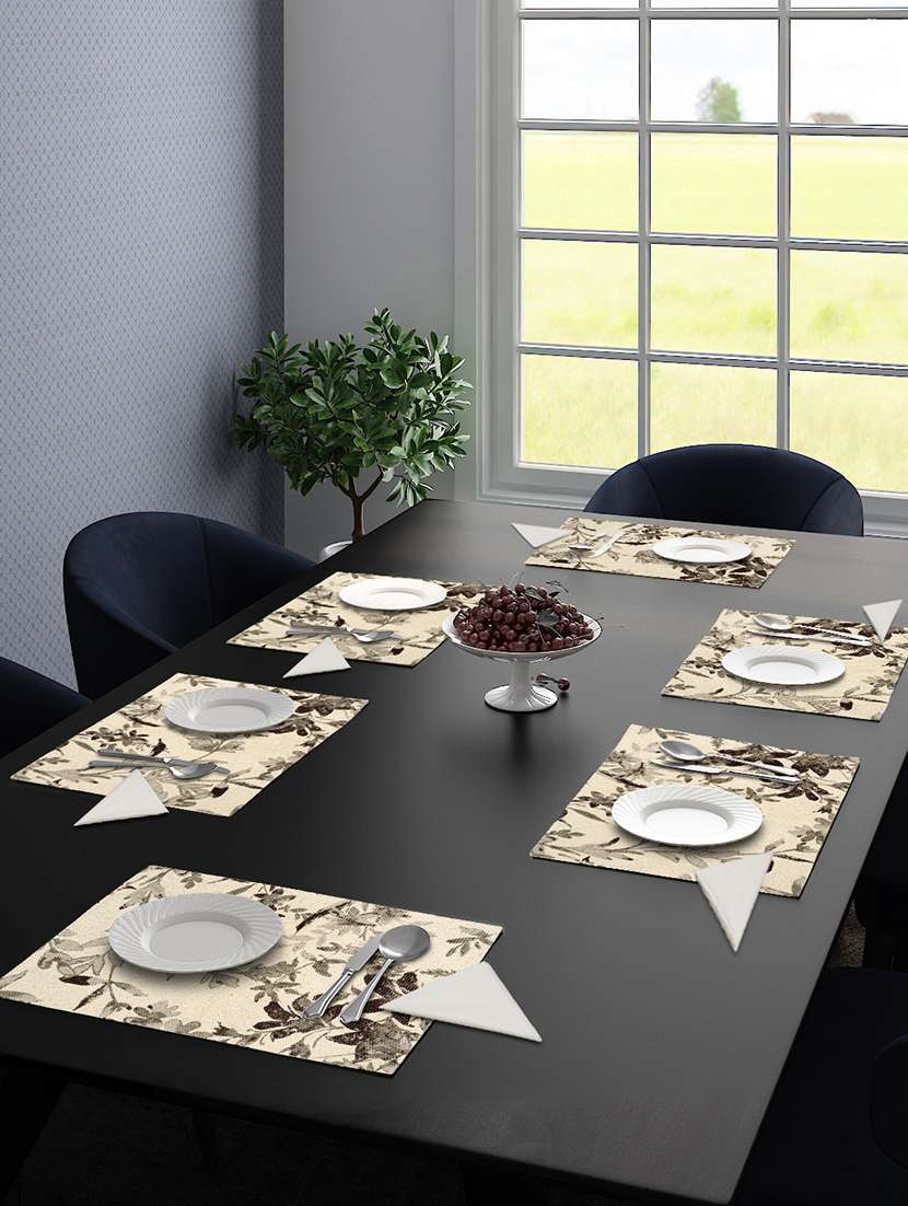 saral home cotton tablemat 6pc +  6pc napkin  set (33x48cm mat 40x40cm napkin