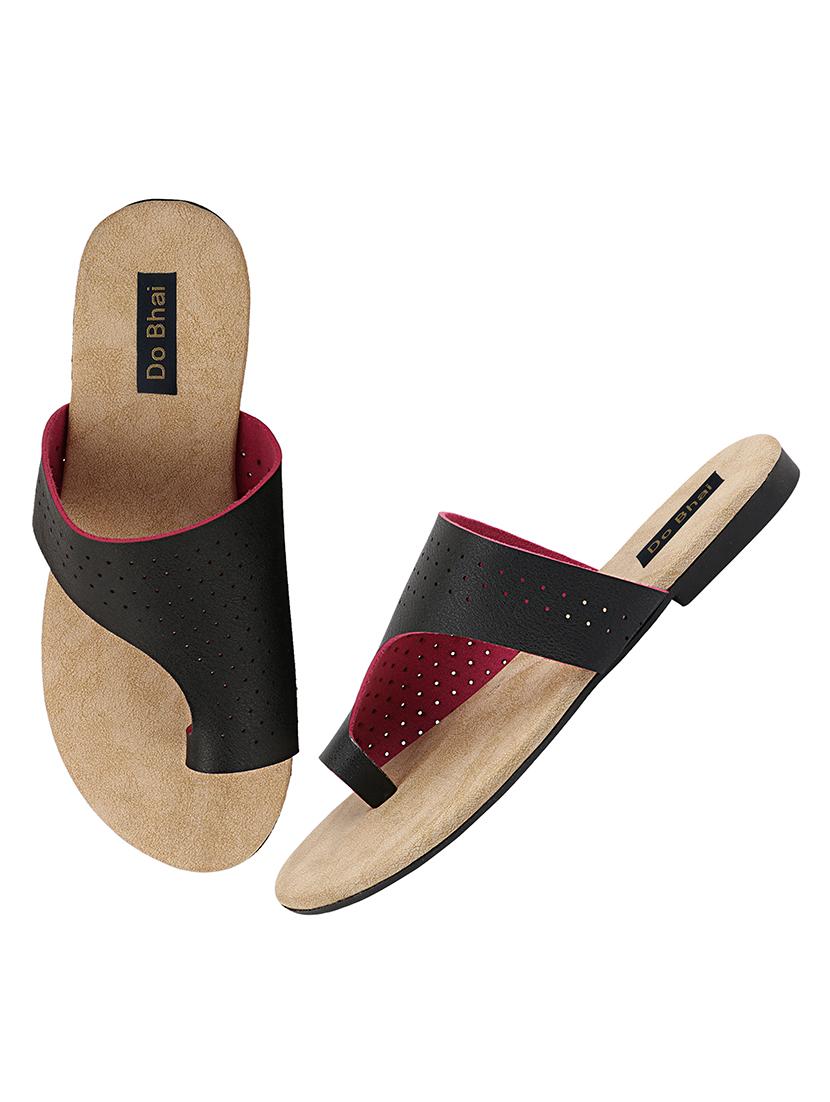 black synthetic slip on sandals - 17828405 - Standard Image - 1