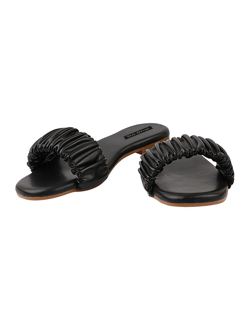 black synthetic slip on sandals - 17828410 -  Standard Image - 1