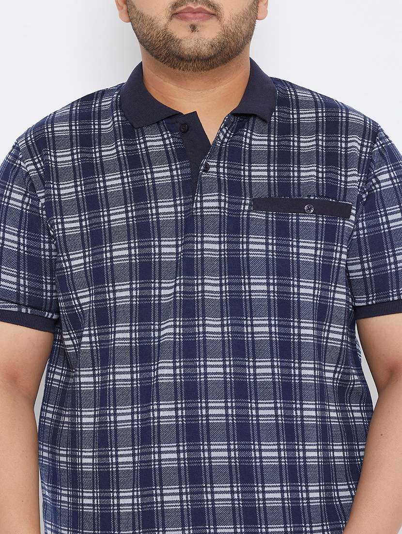 navy blue checkered polo t-shirt - 17828445 -  Standard Image - 4