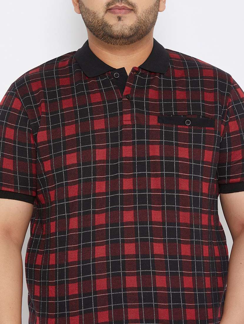 maroon checkered polo t-shirt - 17828447 - Standard Image - 4