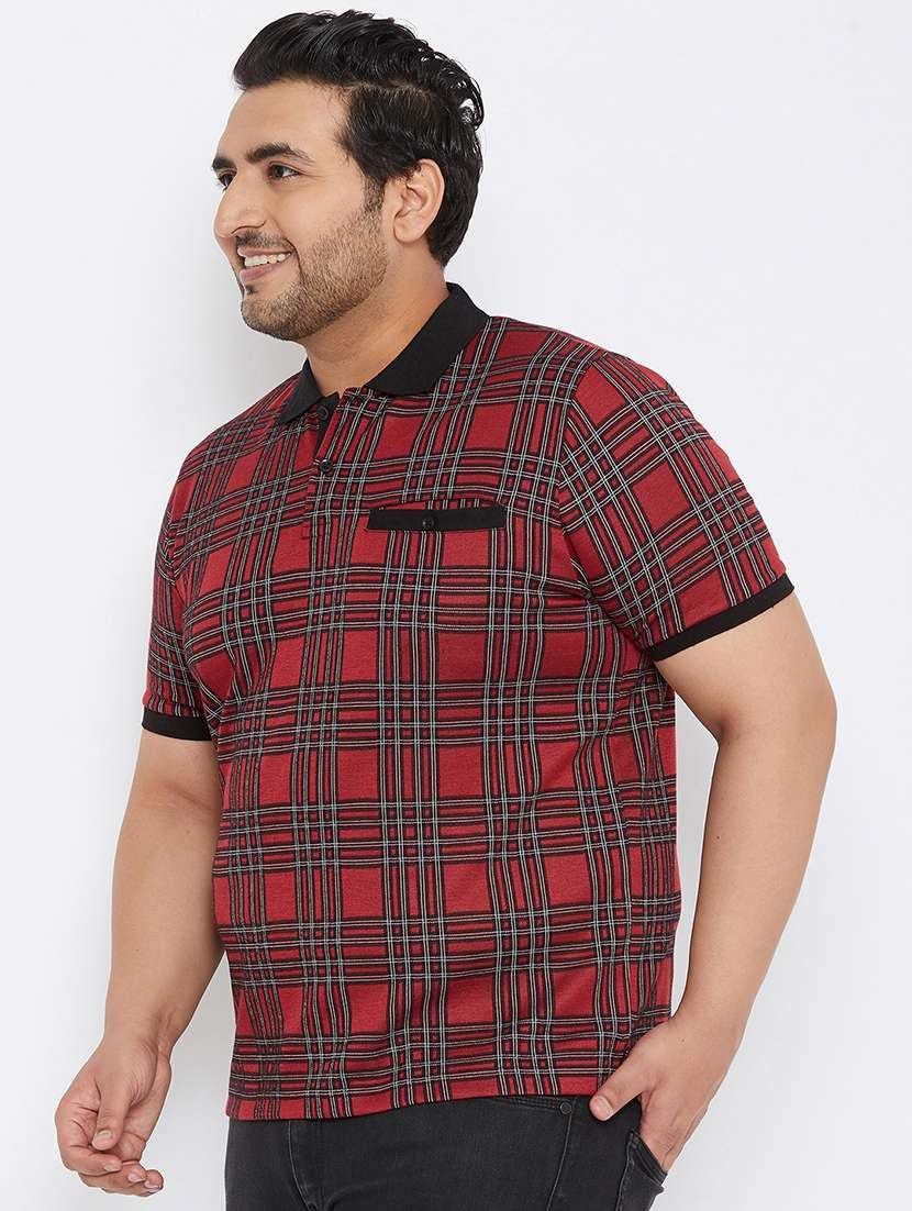plus size maroon checkered polo t-shirt - 17828448 -  Standard Image - 1