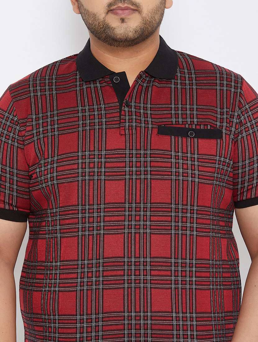 plus size maroon checkered polo t-shirt - 17828448 -  Standard Image - 4