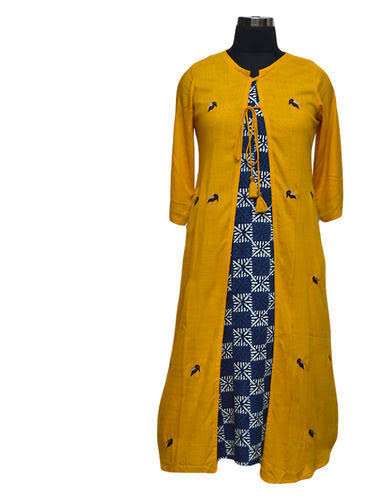 yellow linen kurti - 17828490 -  Standard Image - 1