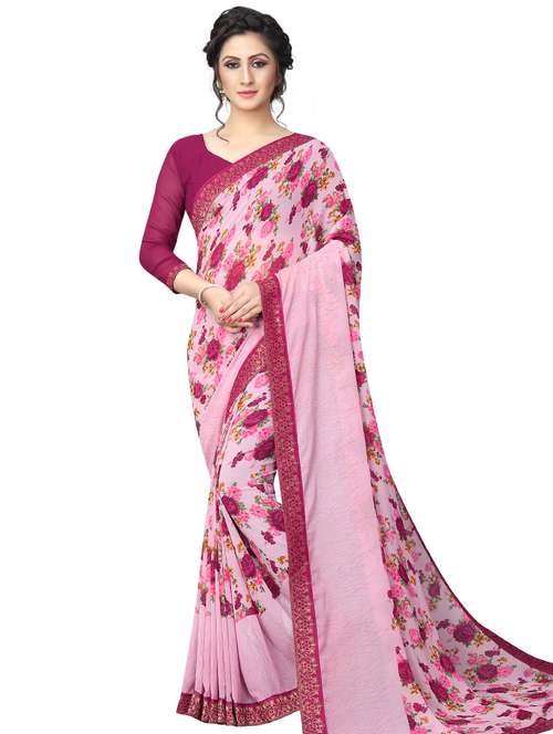 floral printed saree with blouse - 17828650 - Standard Image - 0