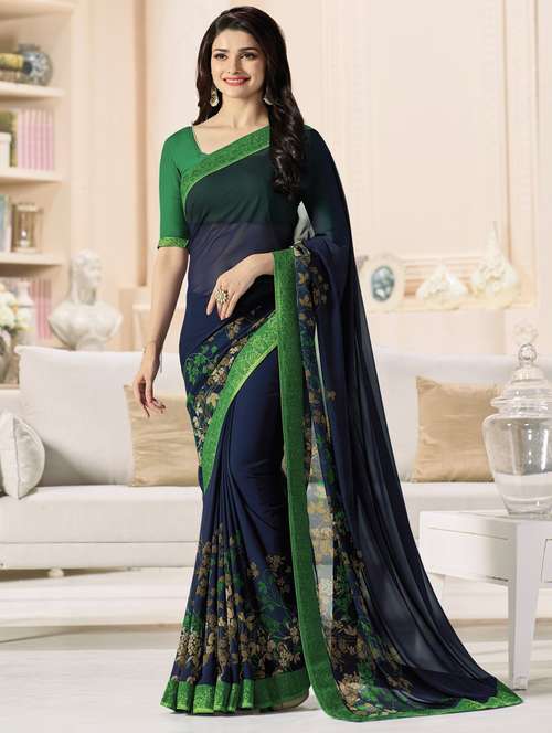 floral printed saree with blouse - 17828679 - Standard Image - 0