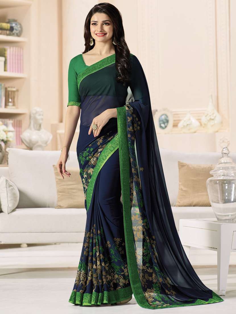 floral printed saree with blouse - 17828679 - Zoom Image - 0
