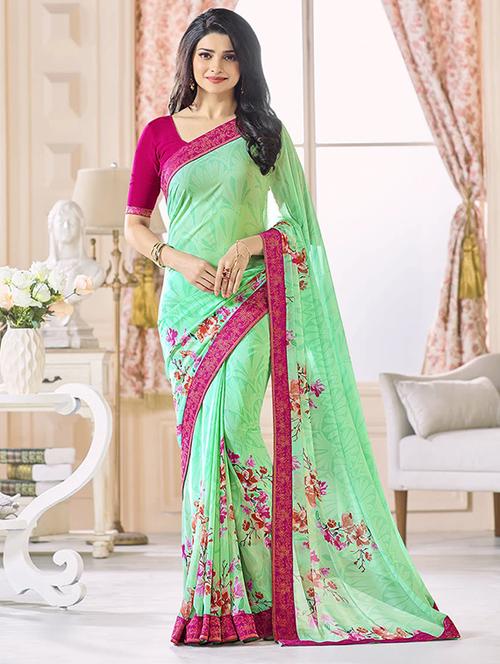 printed bordered saree with blouse - 17828687 - Standard Image - 0