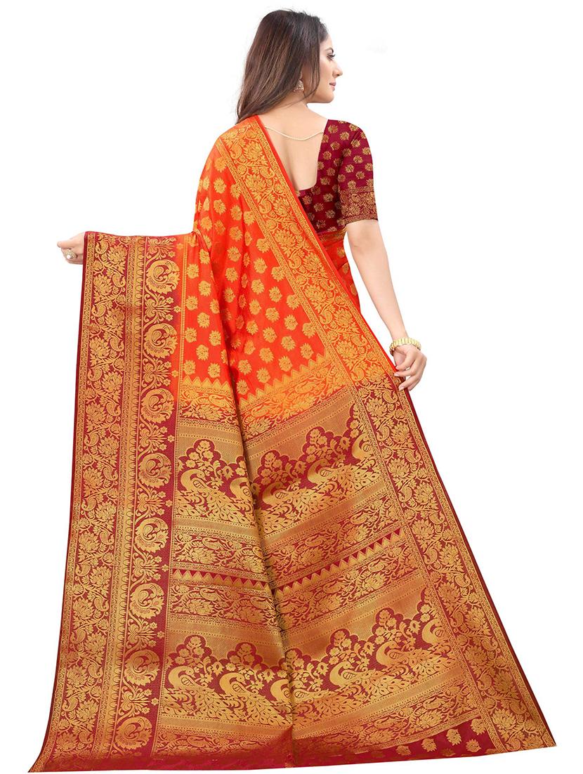 ethnic motifs kanjivaram saree with blouse - 17828695 -  Standard Image - 1
