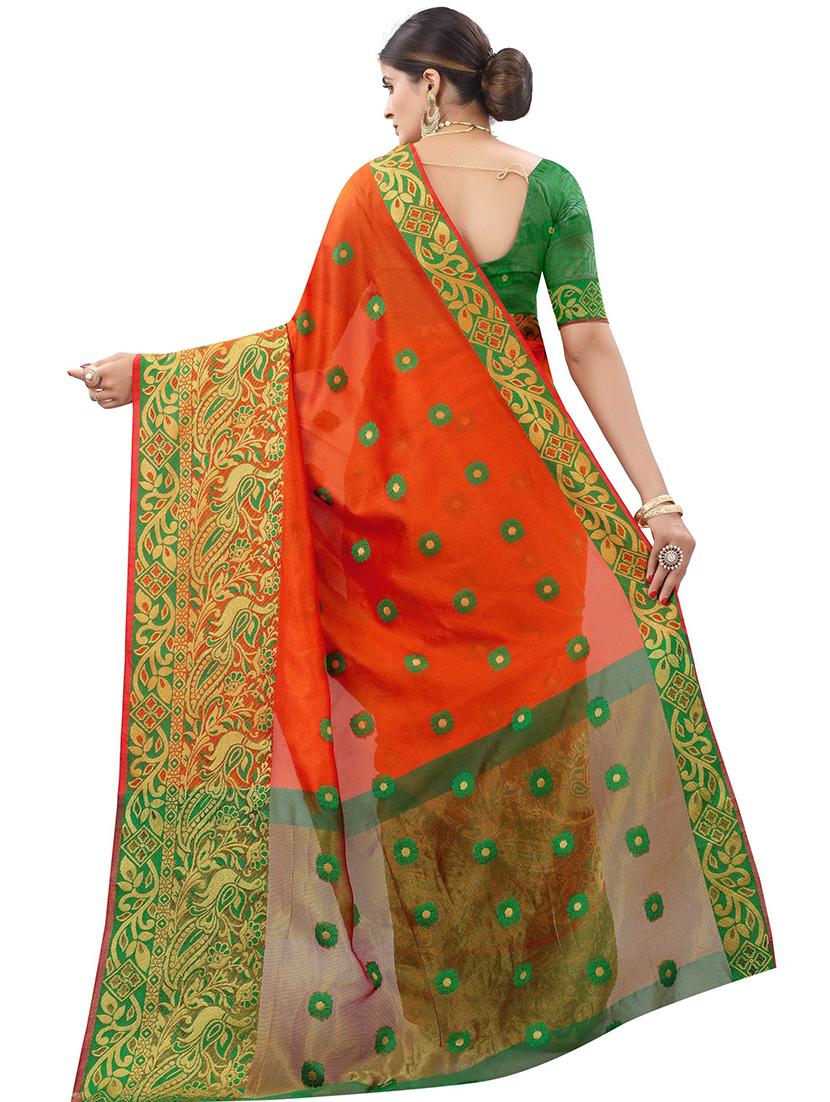 ethnic motifs chanderi saree with blouse - 17828701 -  Standard Image - 1