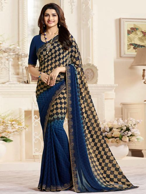 geometrical printed saree with blouse - 17828706 -  Standard Image - 0