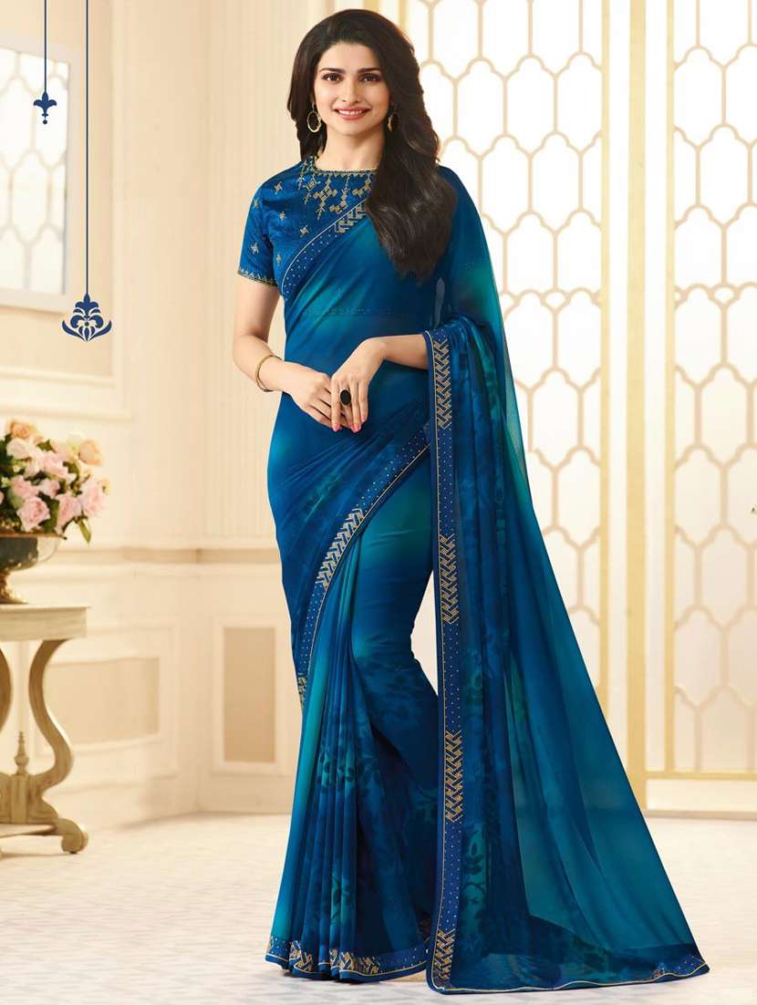solid bordered saree with blouse