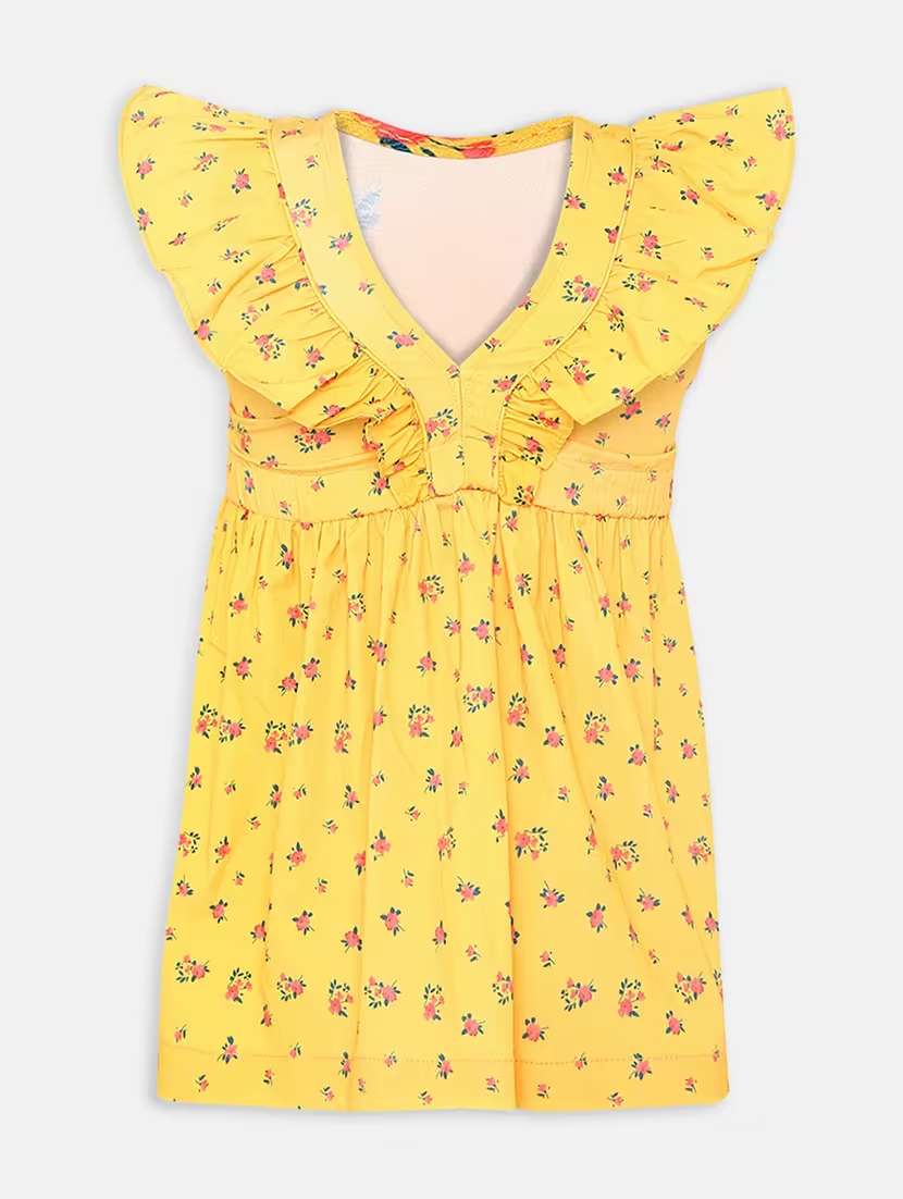 girls v neck flared sleeve frock - 17829156 -  Standard Image - 1