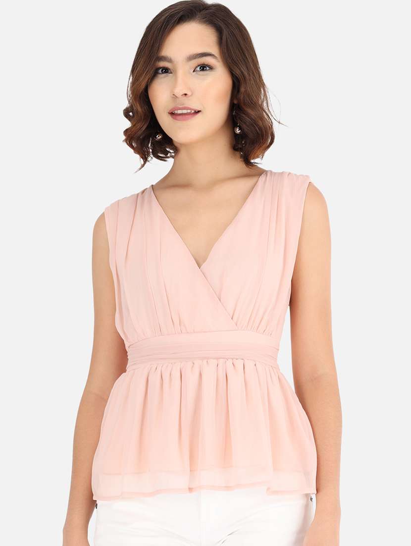 overlap neck peplum top 