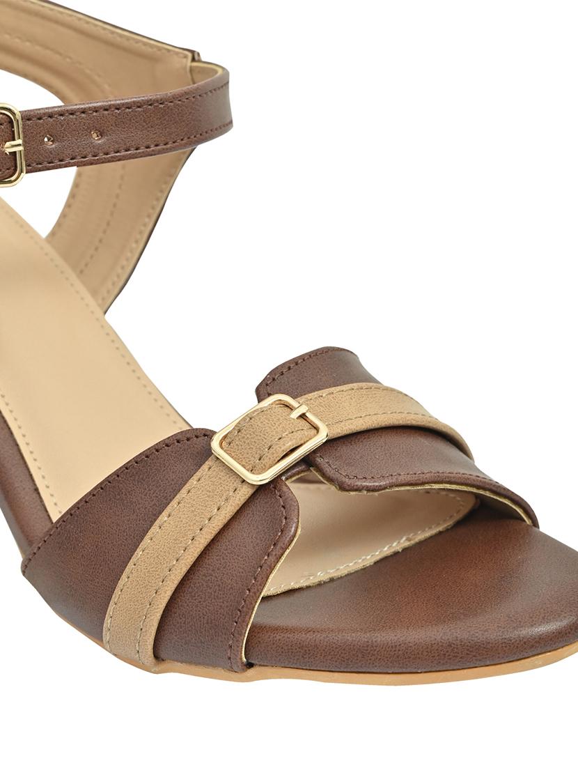 brown synthetic back strap sandals - 17832568 - Standard Image - 4