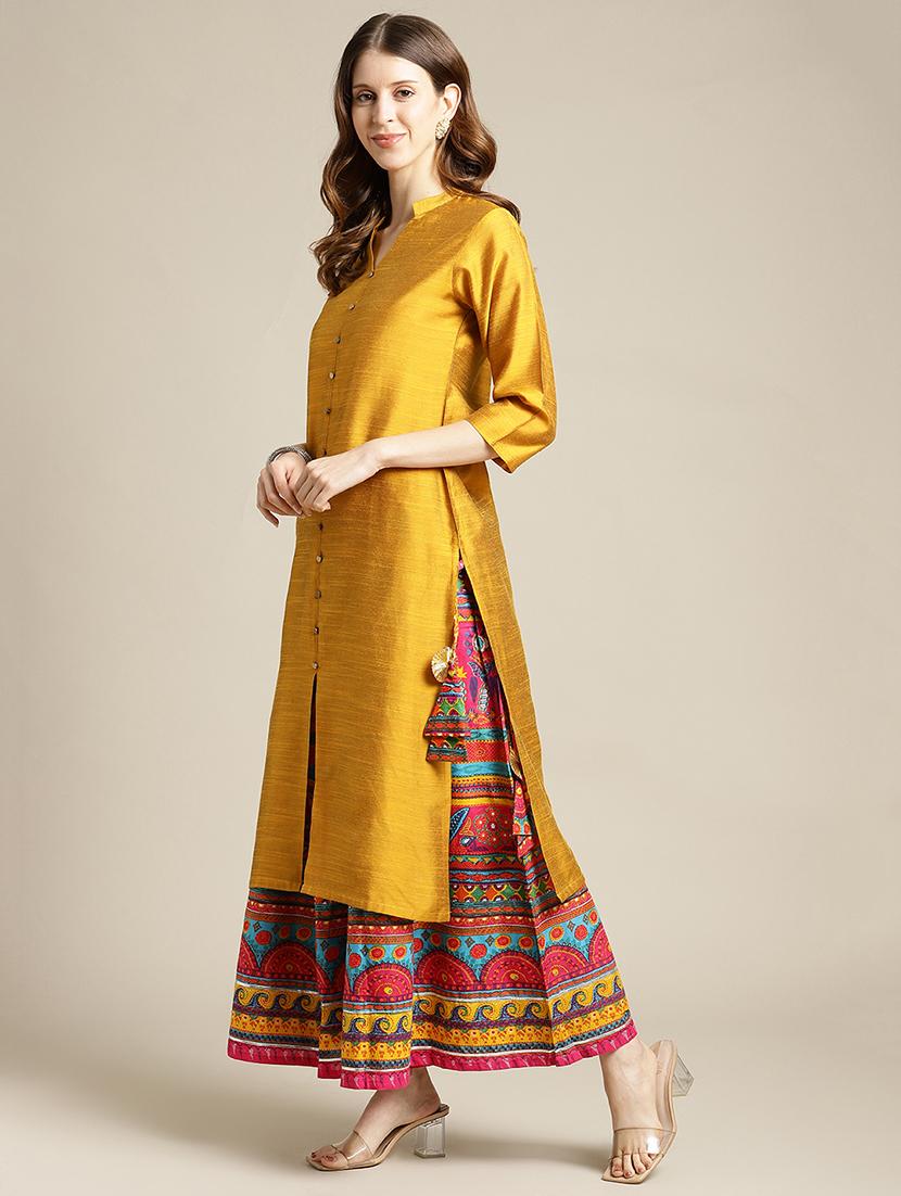 solid kurta skirt set - 17832770 - Standard Image - 1