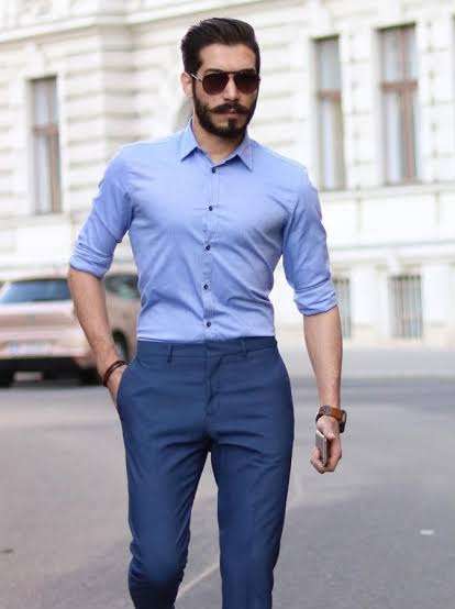 blue linen formal shirt - 17833301 -  Standard Image - 1