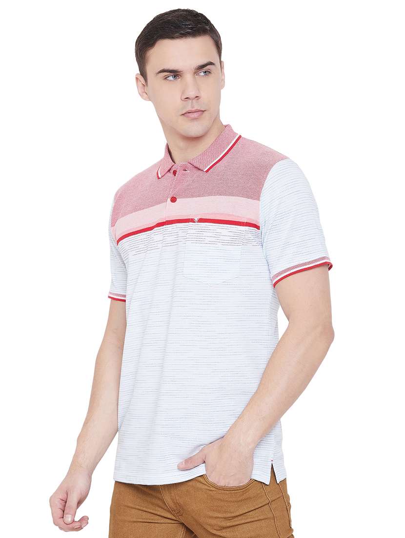 light blue self design polo t-shirt - 17833701 - Standard Image - 1