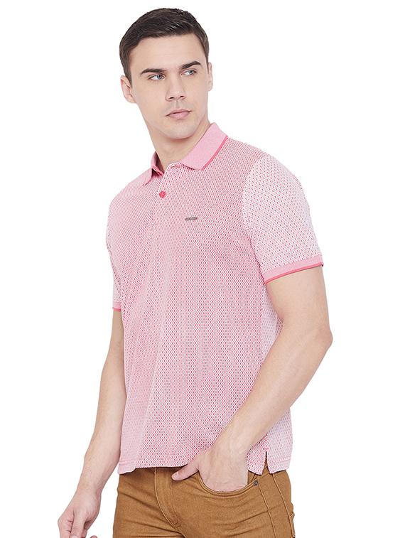 pink self design polo t-shirt - 17833707 - Standard Image - 1