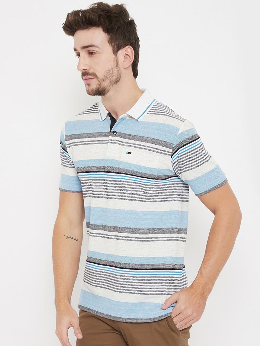 light blue striped polo t-shirt - 17833738 - Standard Image - 1