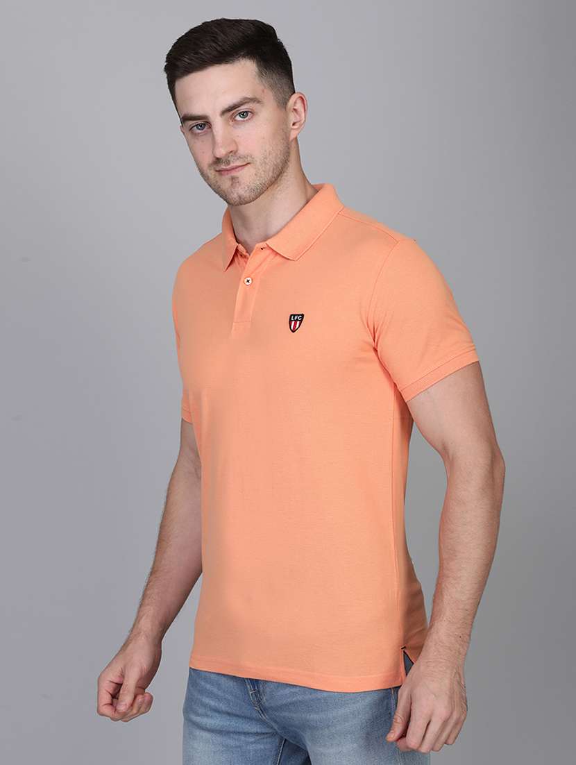 peach solid polo t-shirt - 17834763 -  Standard Image - 1