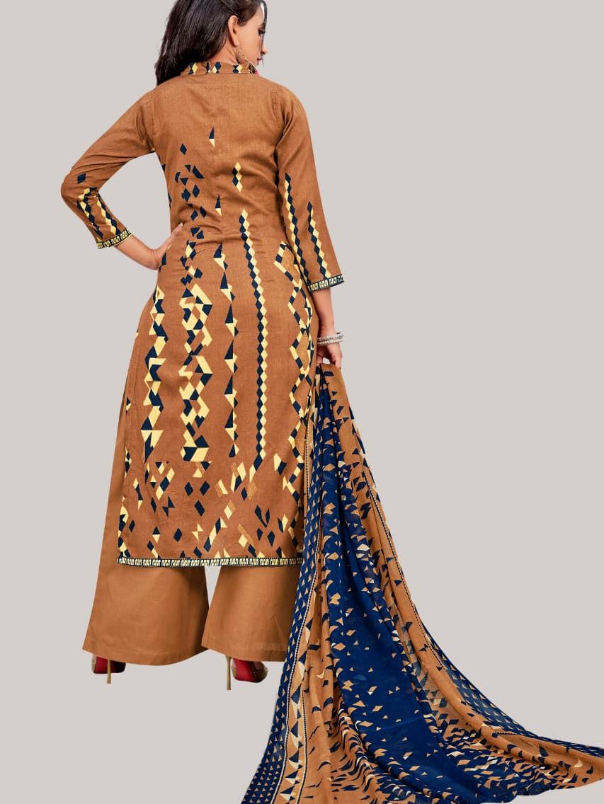 semi cotton printed unstitched suit - 17834784 - Standard Image - 1
