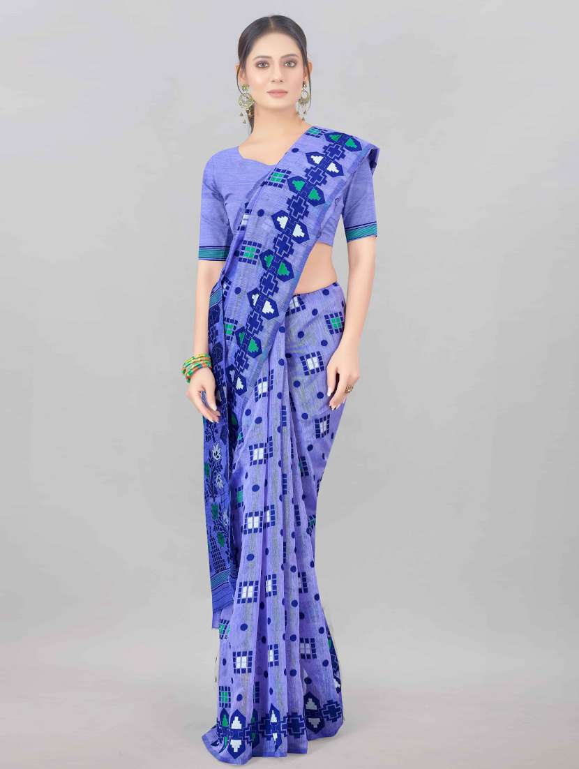 self design jamdani saree with blouse