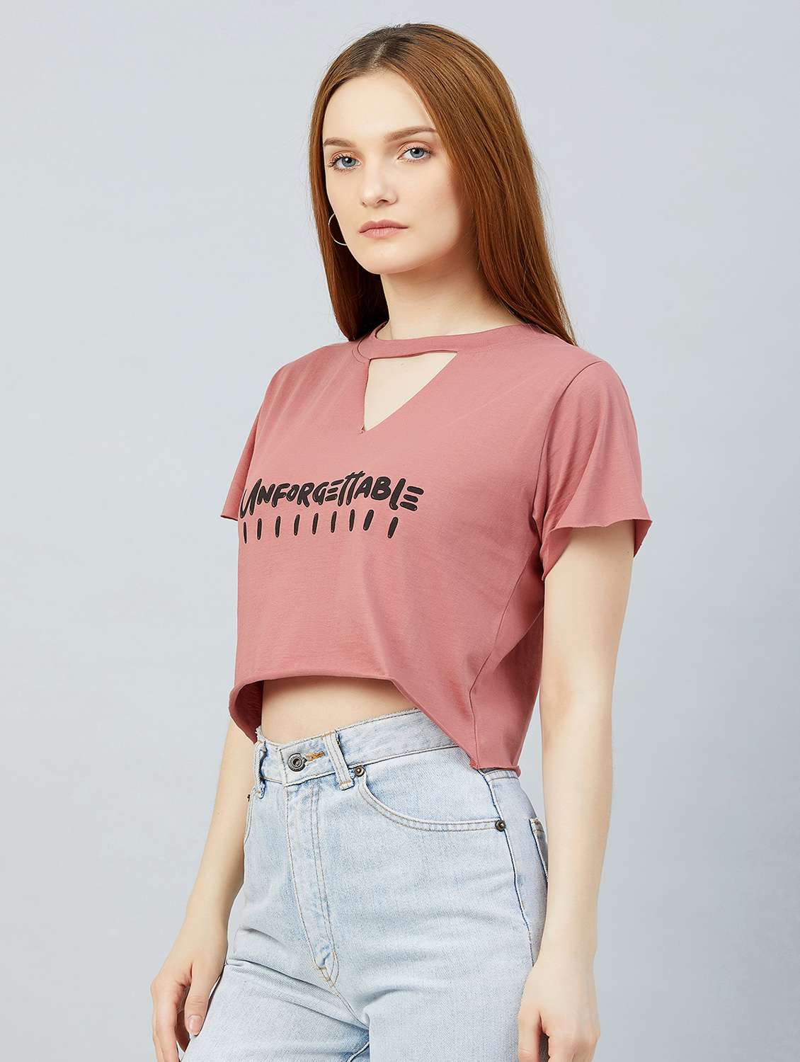 choker neck typographic crop tee - 17836050 -  Standard Image - 1