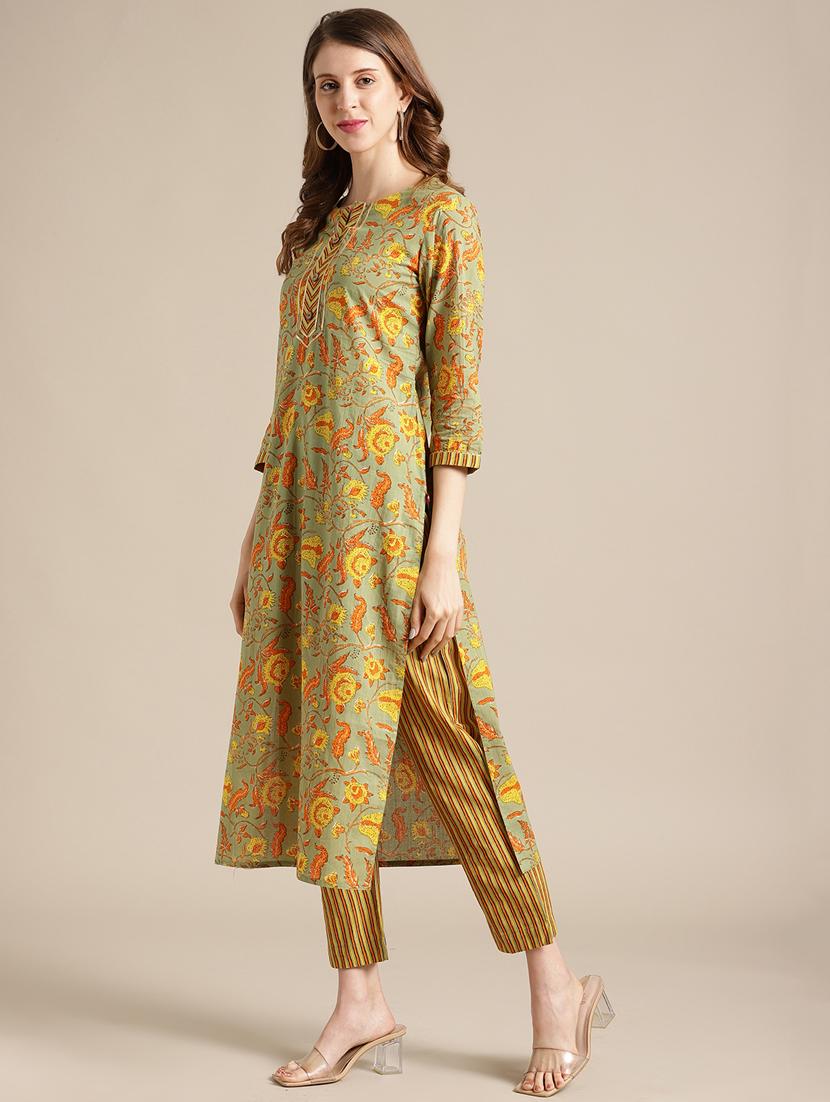 olive cotton suit set - 17836080 - Standard Image - 1