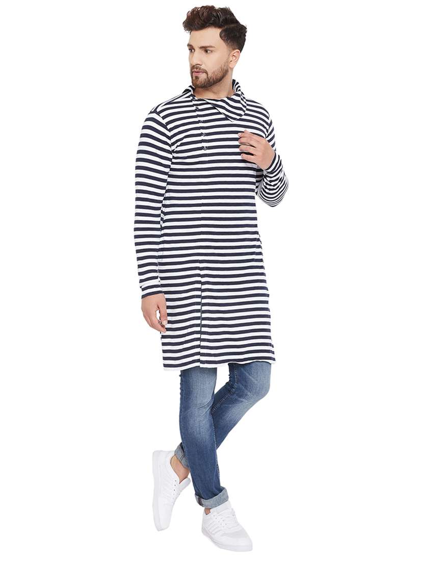 white striped kurta - 17836940 - Standard Image - 1