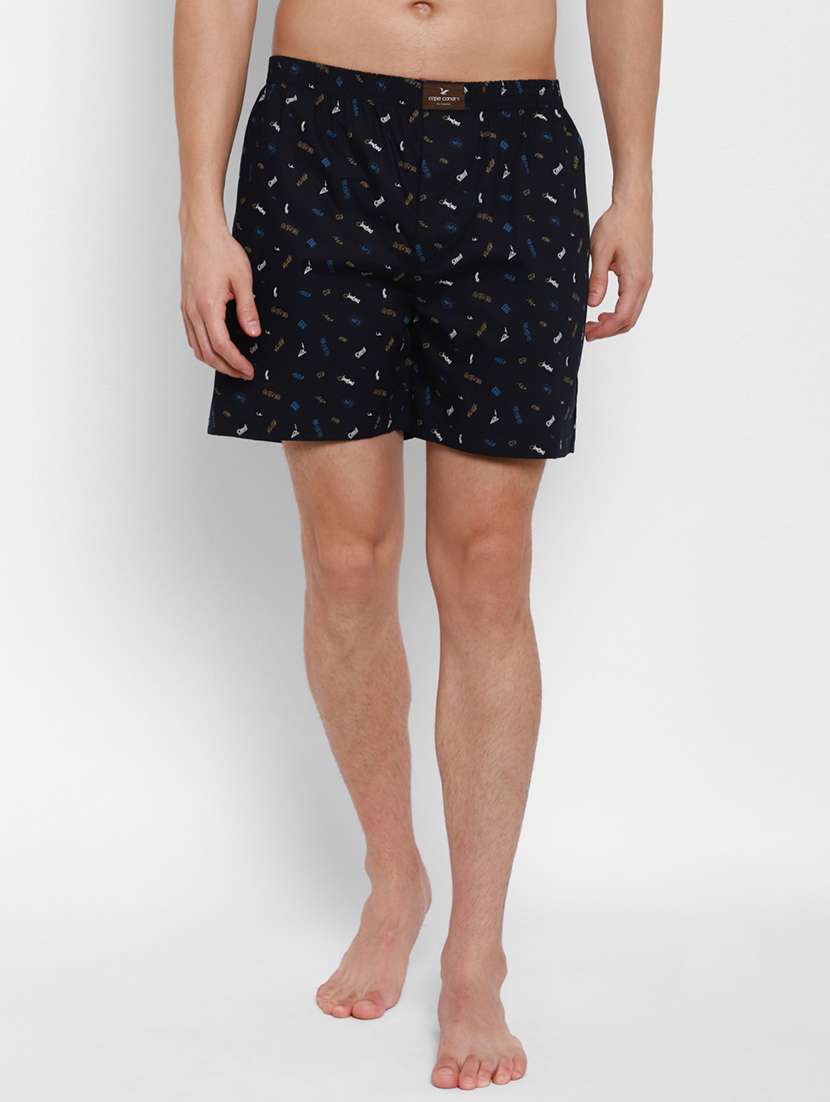 navy blue printed boxer