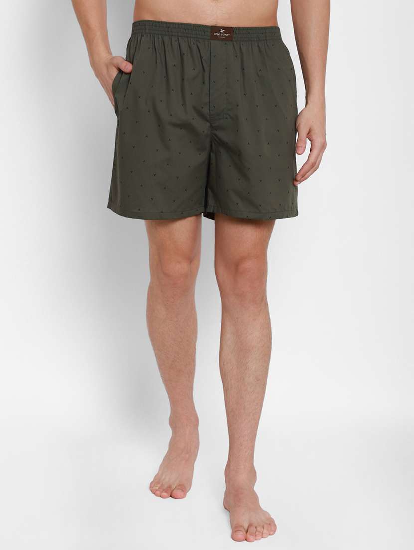 olive green printed boxer