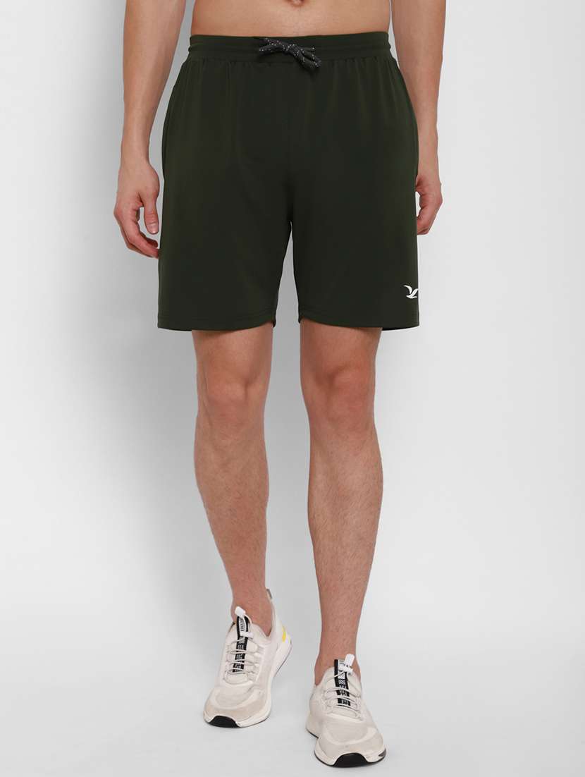 olive green solid shorts