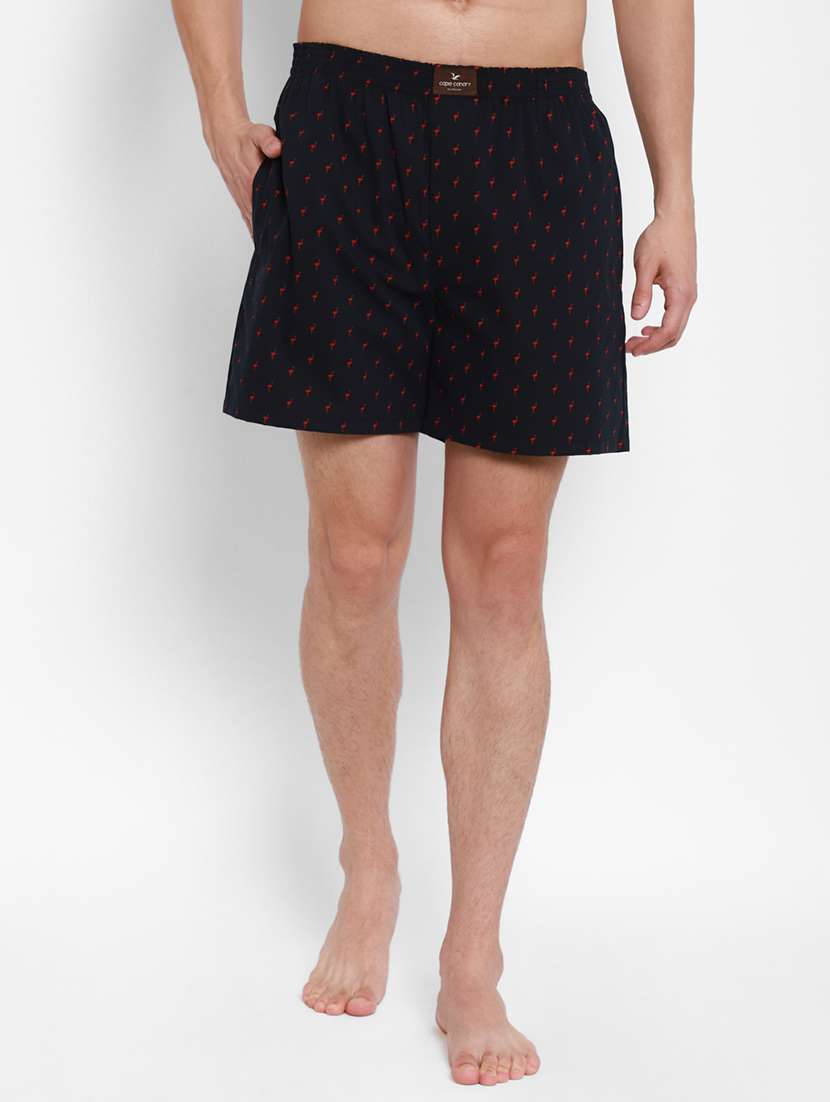 navy blue printed boxer