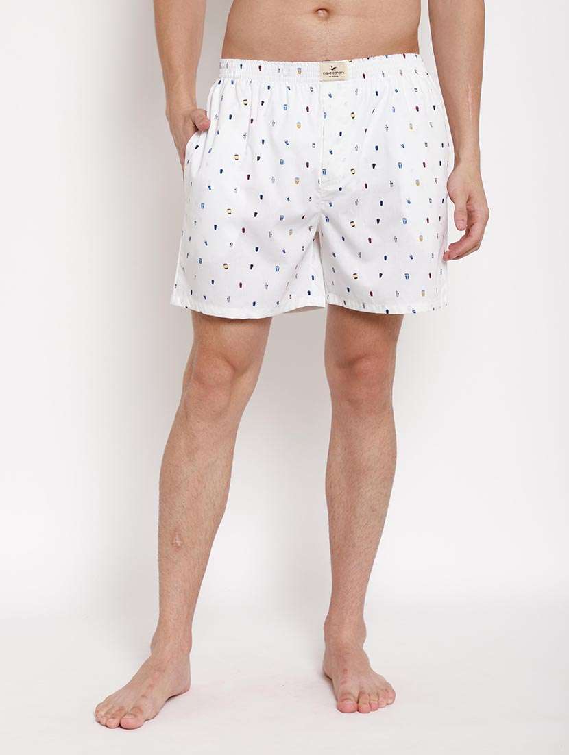 white printed boxer