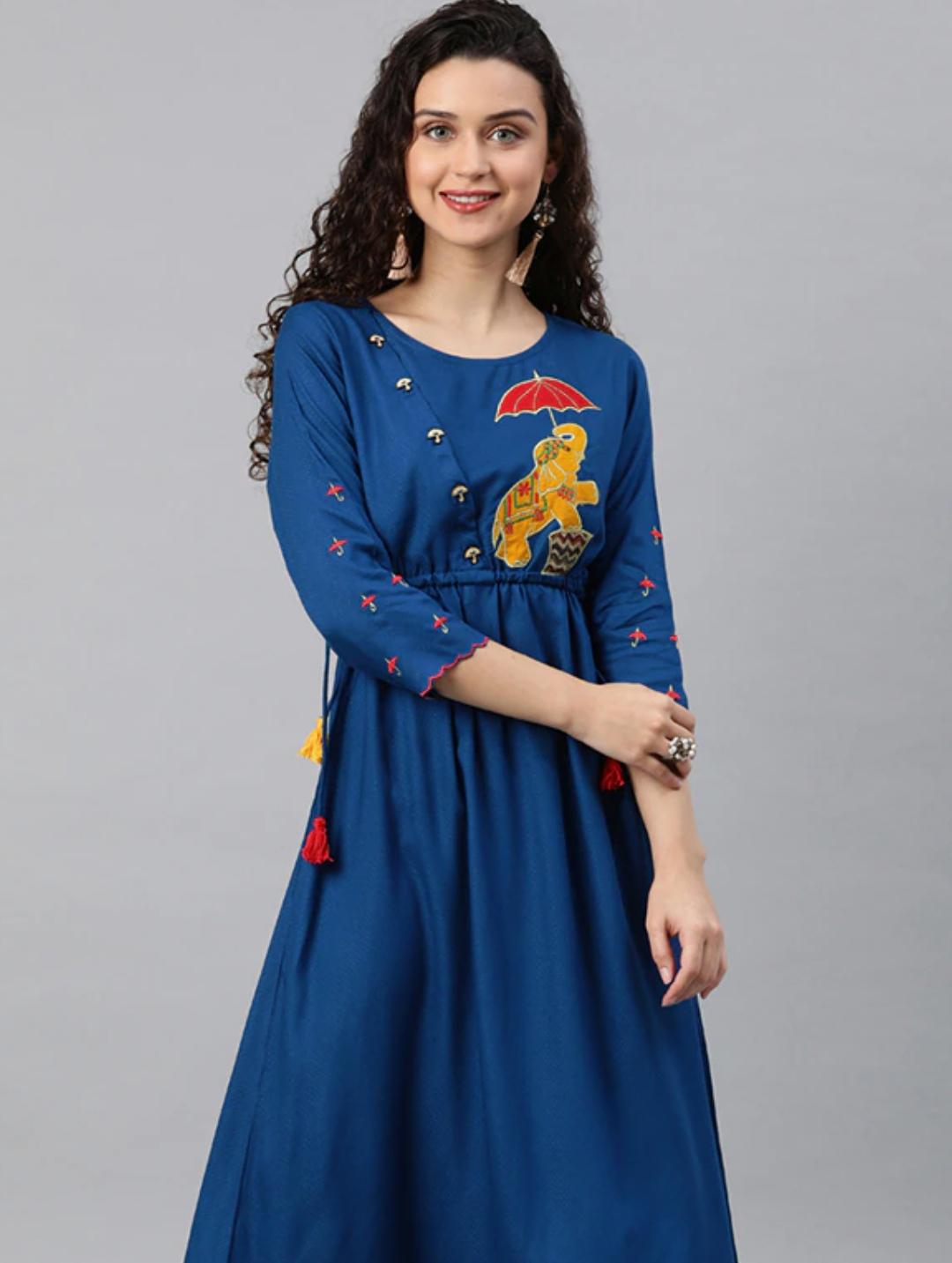 navy cotton gown - 17837004 - Standard Image - 1