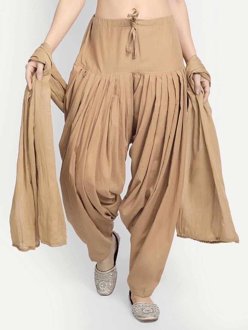 beige cotton patiyala salwars