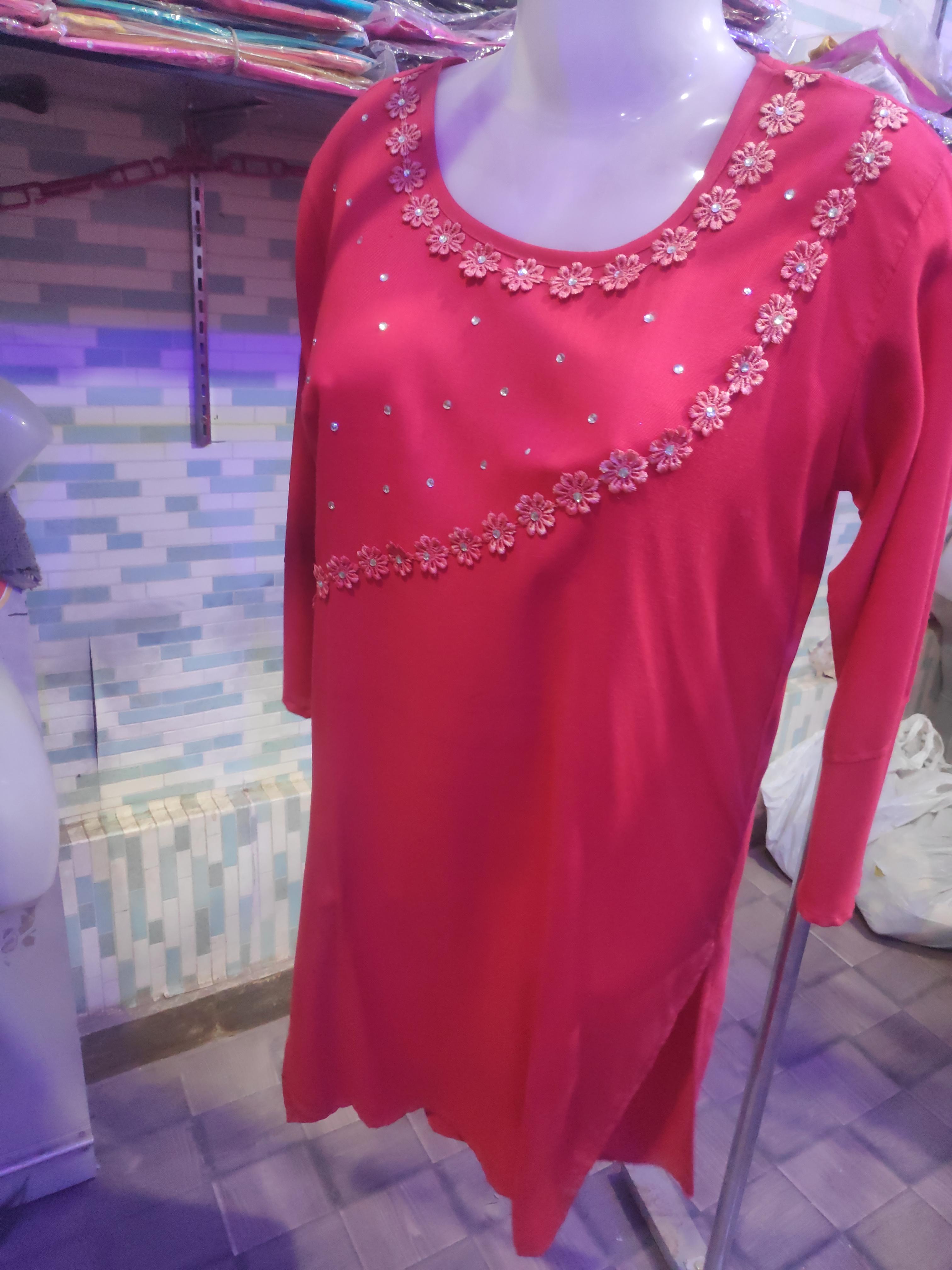 red cotton kurti - 17837372 - Standard Image - 1