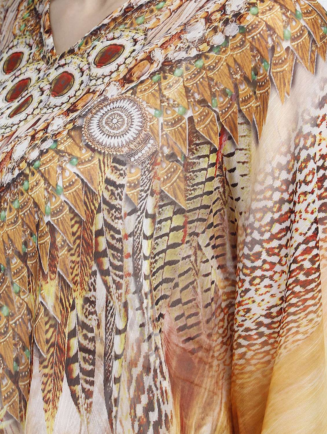 v-neck printed kaftan dress - 17837759 - Standard Image - 4