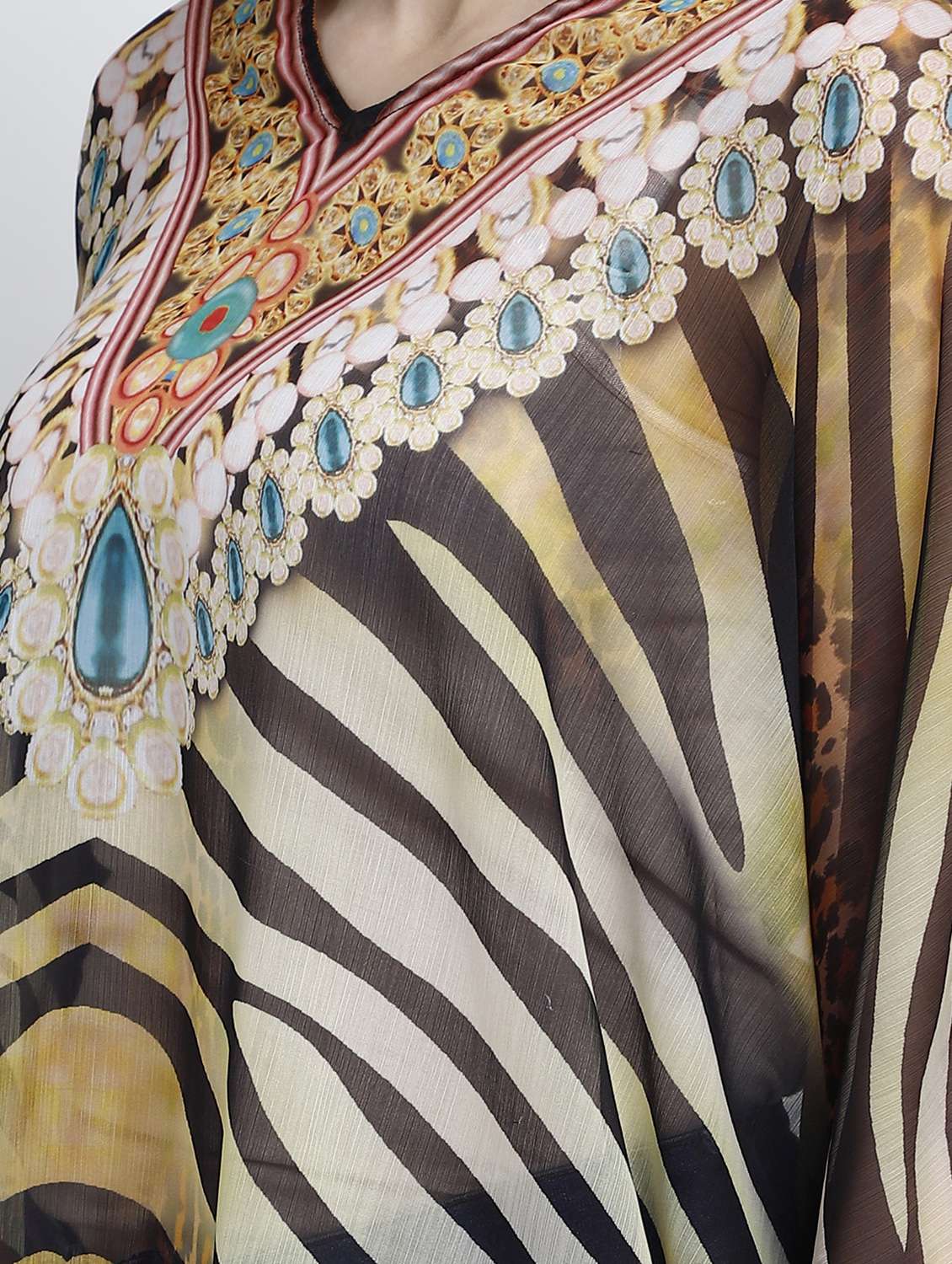 v-neck printed kaftan dress - 17837762 -  Standard Image - 4