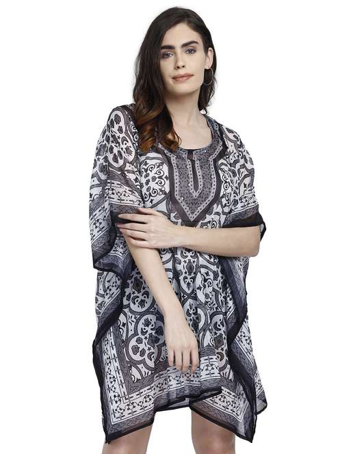 round neck printed kaftan dress - 17837772 -  Standard Image - 0
