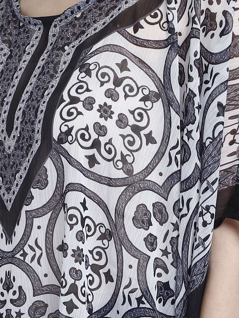 round neck printed kaftan dress - 17837772 - Standard Image - 4