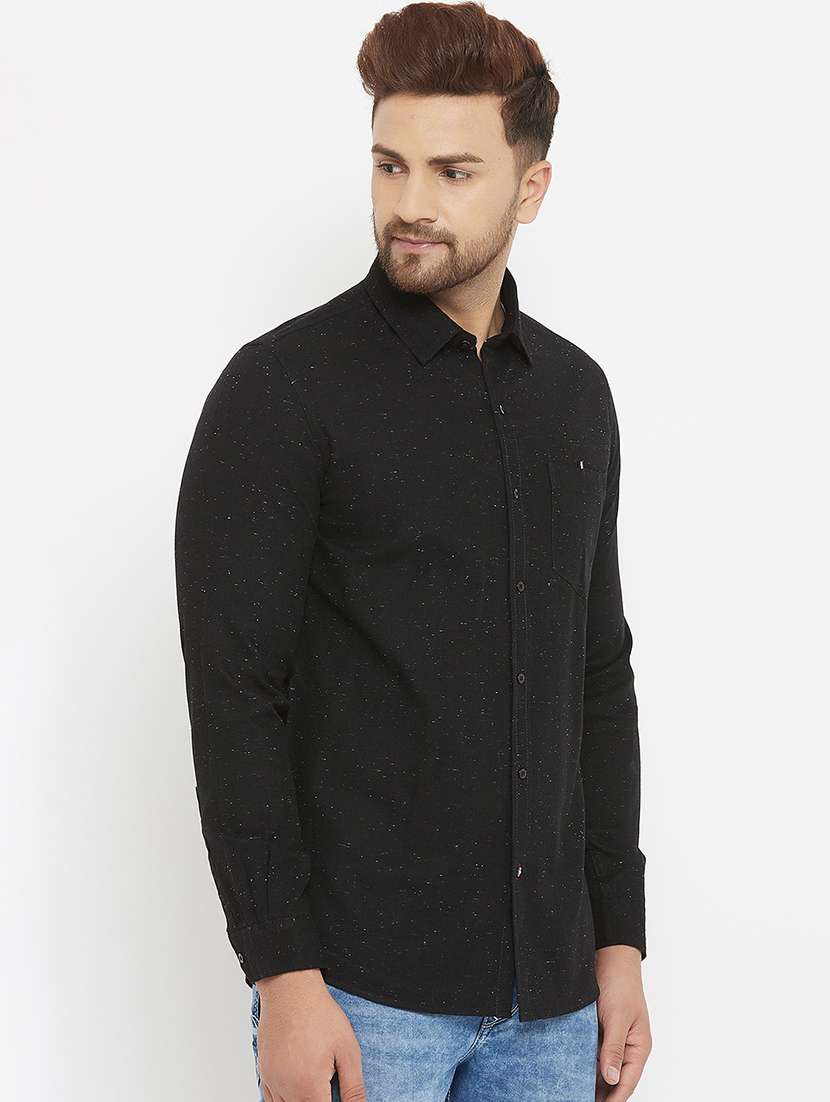 black self design casual shirt - 17837949 -  Standard Image - 1